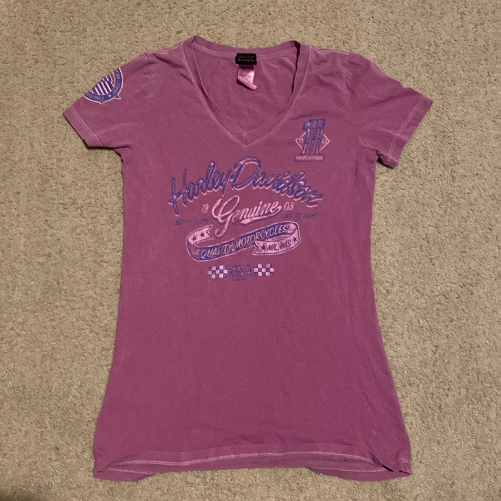 Harley Davidson HD Motorcycle Biker Girls V Neck T-Shirt